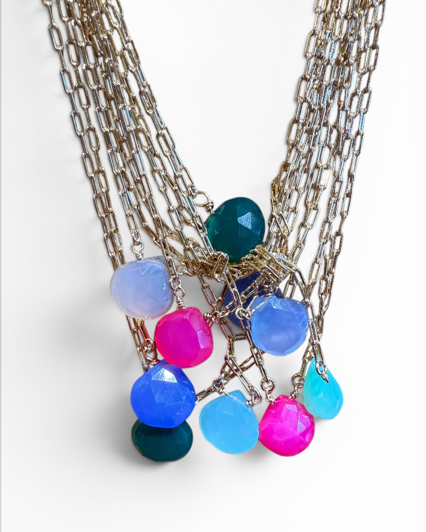 Chalcedony Necklace on Gold Fill Chain