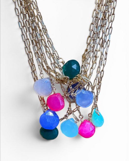 Chalcedony Necklace on Gold Fill Chain